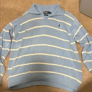 Polo by Ralph Lauren Light Blue and White Striped Cardigan